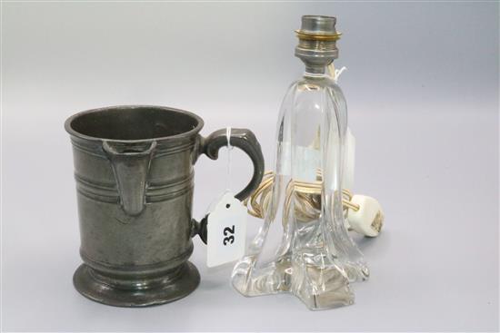 Small Daum lamp & old pewter